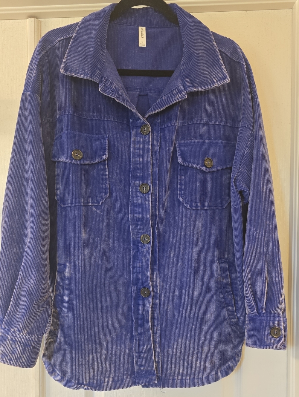 Corduroy Button-Up Jacket in Vibrant Blue